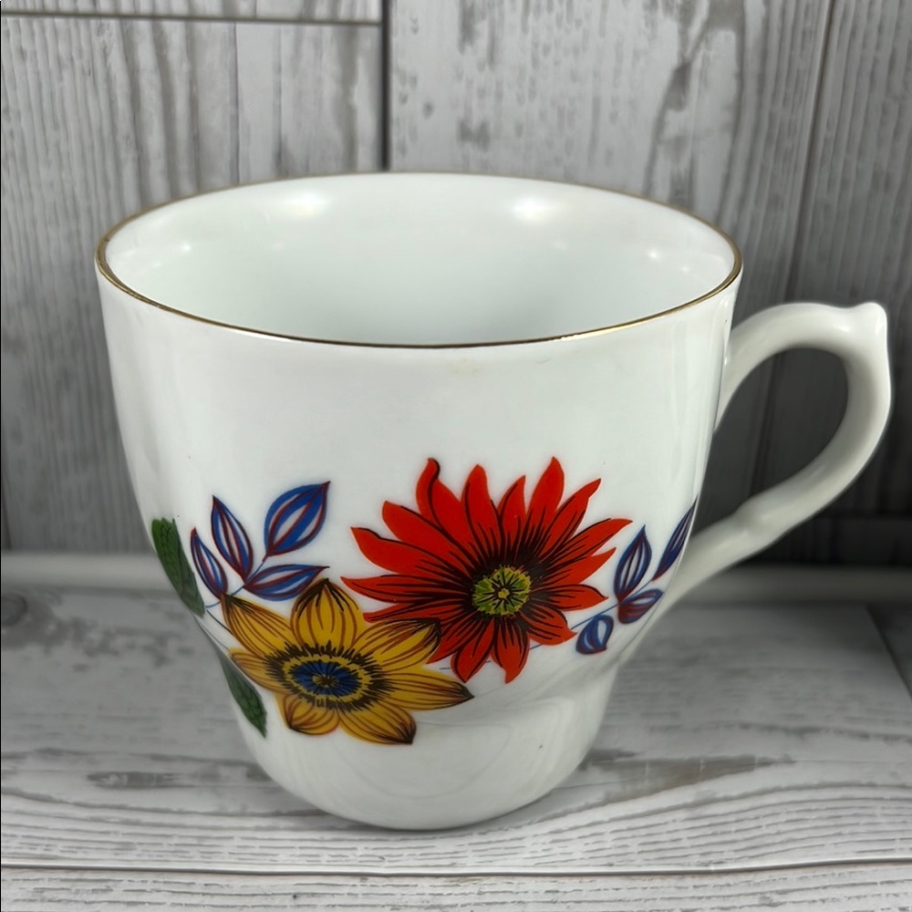 JRJS Cluj Regent Porcelain Floral Mugs w/Gold Rim - Set of 4 - Made in Romania - Picture 4 of 4